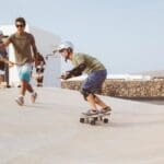 Participants enjoying surfskate training and accommodation at a surfskate camp in Fuerteventura.