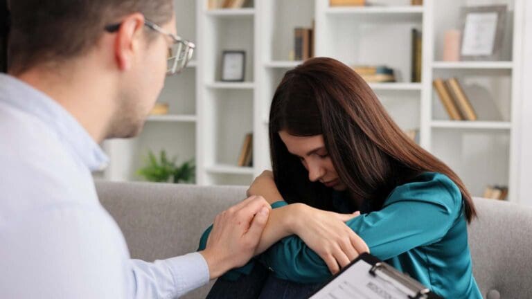 Adolescente en sesión de terapia psicológica, recibiendo apoyo emocional para su bienestar y desarrollo personal.