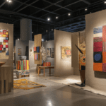 Interior de una galería arte en Barcelona con pintura moderna expuesta