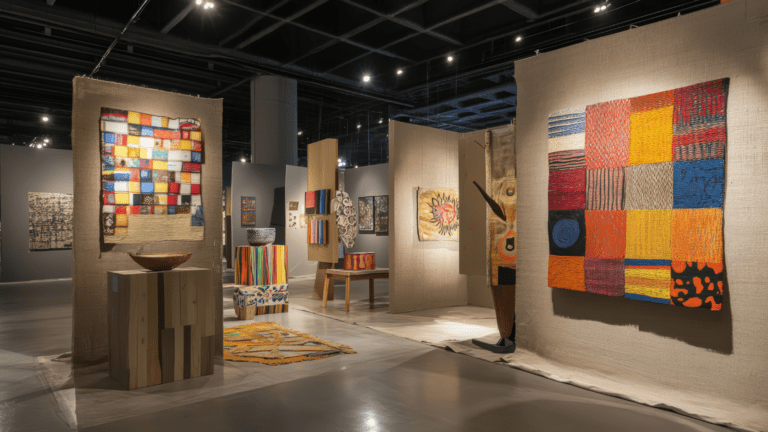 Interior de una galería arte en Barcelona con pintura moderna expuesta
