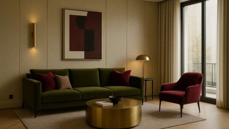 Espacio real de interiorismo y decoración con elementos cálidos y elegantes para invierno, que transmite confort y sofisticación estacional.