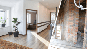 Proceso de reforma dentro de una casa como parte de servicios de construcción y mantenimiento.