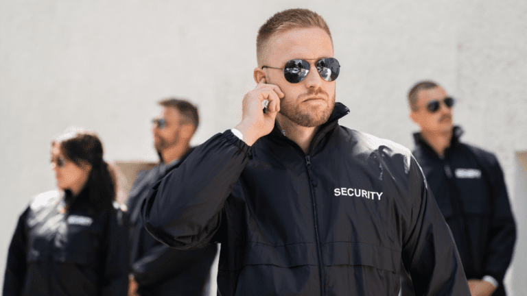 Estudiantes en uniforme durante curso oficial en academia vigilante de seguridad en Granada.