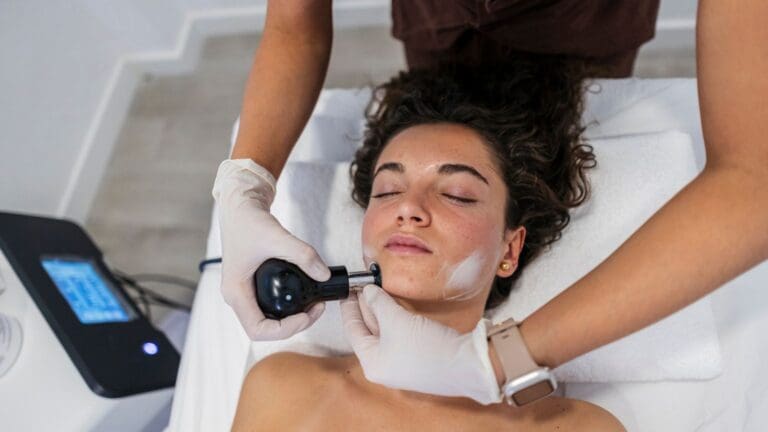 "Tratamiento facial para eliminar manchas del rostro realizado por especialista en estética profesional