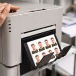 Persona obteniendo fotos carnet al momento en tienda para renovar el DNI.