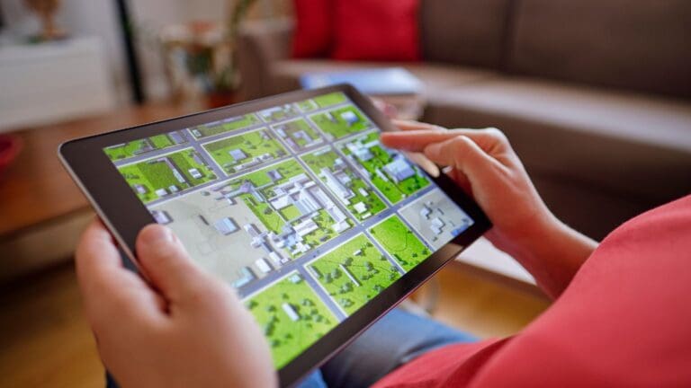 Mapa digital de parcela con límites y coordenadas para archivo GML.