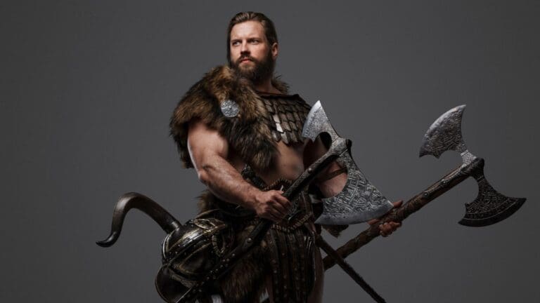 Guerreros en combate medieval con armadura durante un festival histórico en Madrid con público, música épica y ambiente inmersivo