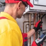 Técnico instalando una caldera estanca de gas en una vivienda para mejorar la seguridad y el ahorro energético