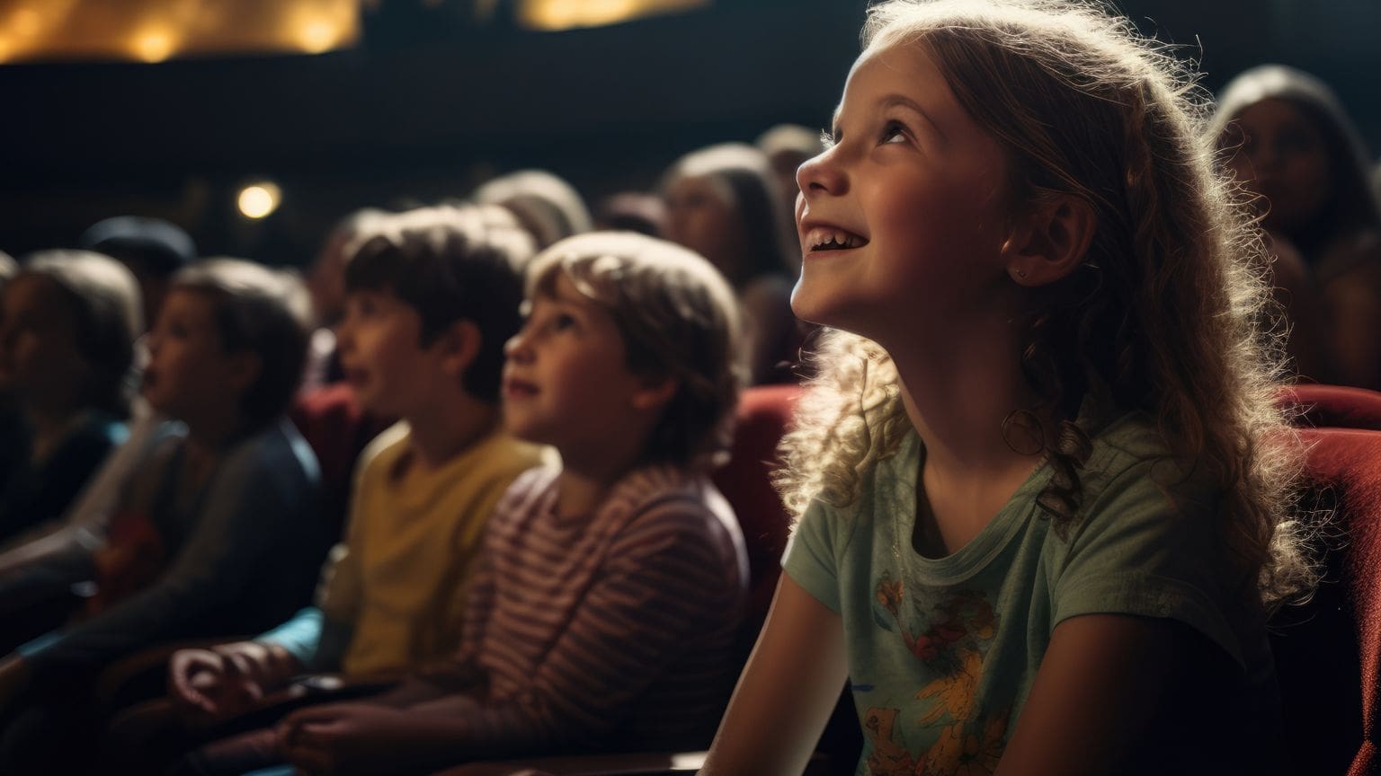 Evento infantil con espectáculo musical en vivo y familias participando en festival al aire libre