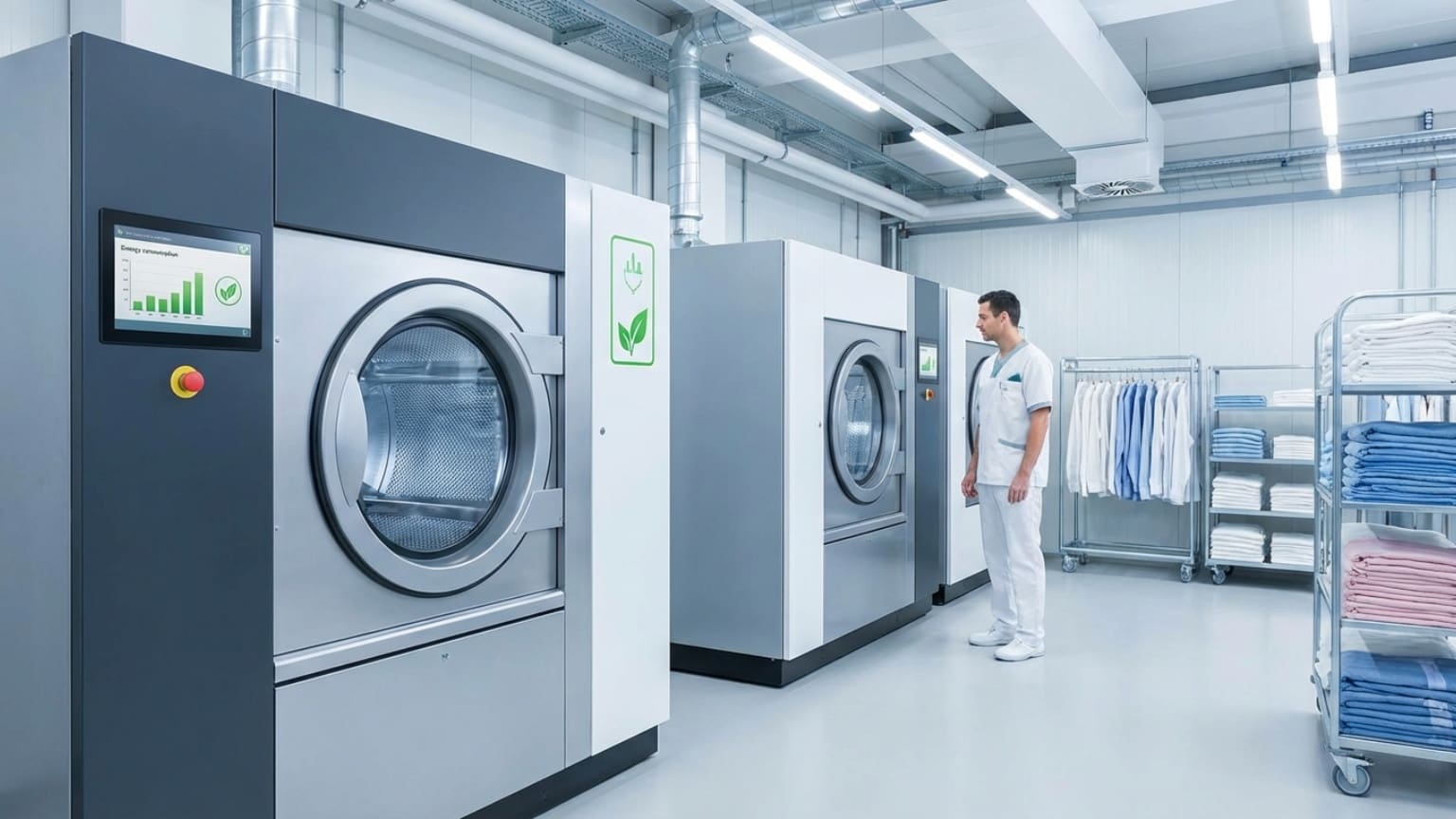 ¿Qué es la maquinaria industrial de última generación para el cuidado de la ropa y el ahorro de energía?